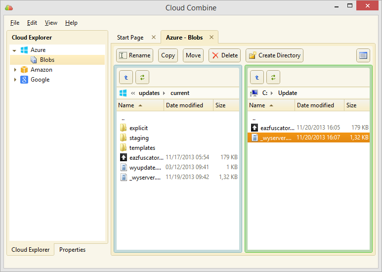 Cloud Combine in double-panel mode